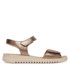 Sandały Caprice. Brązowe sandały damskie Caprice, bez wzorów, bez obcasa, na płaskiej podeszwie. Za 299.99 zł.