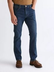 MĘSKIE SPODNIE WRANGLER GREENSBORO VALOR 112378459. Spodnie materiałowe męskie Wrangler, bez wzorów, z jeansu. Za 219.99 zł.