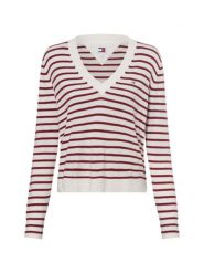 Tommy Jeans Sweter Kobiety drobna dzianina czerwony|biały, XS. Białe swetry klasyczne damskie Tommy Jeans, xs, z dzianiny, bez kołnierzyka. Za 279.95 zł.