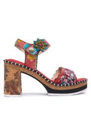 Laura Vita Sandały Naomio 15 Czerwony. Czerwone sandały damskie Laura Vita, bez wzorów, ze skóry, bez obcasa, na słupku. Za 459.99 zł.