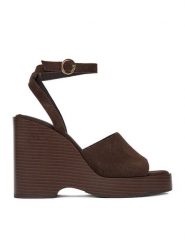 GINO ROSSI Sandały C-LZRL1396-2 Brązowy. Brązowe sandały damskie Gino Rossi, bez wzorów, ze skóry, bez obcasa, na koturnie. Za 249.99 zł.