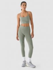4F Legginsy treningowe z wysokim stanem damskie - oliwkowe/khaki XL. Brązowe legginsy damskie 4f, s, bez wzorów, z dzianiny. W wyprzedaży za 99.99 zł.
