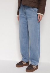 Niebieskie Jeansy z Bawełną w Stylu Balloon Vilinevera. Niebieskie jeansy damskie Born2be. Za 109.99 zł.