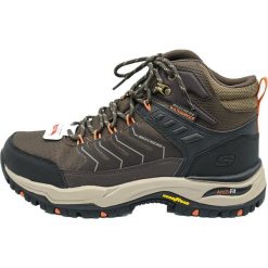 Buty trekkingowe męskie Skechers 204634BRN. Brązowe buty trekkingowe męskie Skechers, z materiału, za kostkę, bez zapięcia. Za 590.00 zł.