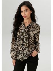 Aniston Bluzka w kolorze beżowo-czarnym rozmiar: 46. Brązowe bluzki damskie Aniston, bez wzorów, bez kołnierzyka, bez ramiączek. Za 56.79 zł.