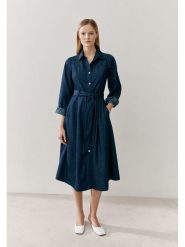 More & More Sukienka dżinsowa w kolorze granatowym rozmiar: 42. Niebieskie sukienki damskie MORE & MORE, bez wzorów, z bawełny, bez kołnierzyka, bez ramiączek, midi. Za 293.59 zł.