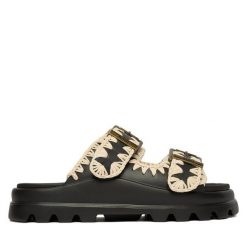 Klapki Mou. Czarne klapki damskie Mou, bez wzorów, bez obcasa. Za 539.99 zł.