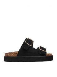 DeeZee Klapki CEO-LB-P2181 Czarny. Czarne klapki damskie DeeZee, bez wzorów, ze skóry, bez obcasa. Za 129.99 zł.