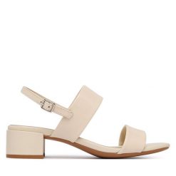 Sandały ECCO. Białe sandały damskie ECCO, bez wzorów, bez obcasa, na słupku. Za 569.99 zł.