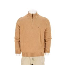 Second life - Sweter męski beżowy - Stan bardzo dobry. Brązowe swetry męskie Ralph Lauren, l, bez wzorów, z materiału, bez kołnierzyka. Za 255.56 zł.