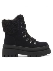 DeeZee Trzewiki QUEENIE WS6151-03 Czarny. Czarne botki damskie DeeZee, z materiału, bez obcasa, na płaskiej podeszwie, bez zapięcia. Za 107.99 zł.