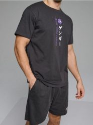 Bawełniana piżama dwuczęściowa z nadrukiem na plecach Pokemon - szary. Szare piżamy męskie Sinsay, l, bez wzorów, z bawełny, bez ramiączek. Za 49.99 zł.