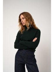 AUTHENTIC CASHMERE Kaszmirowy golf "Bise" w kolorze ciemnozielonym rozmiar: L. Zielone golfy damskie AUTHENTIC CASHMERE, l, bez wzorów, z kaszmiru, bez ramiączek. Za 426.45 zł.