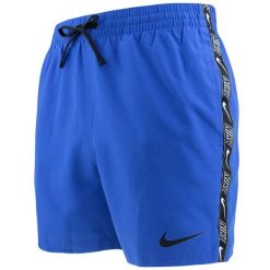 Szorty kąpielowe męskie Nike Logo Tape 5" Volley. Niebieskie szorty sportowe męskie Nike, l, z materiału, żeglarskie. Za 288.25 zł.