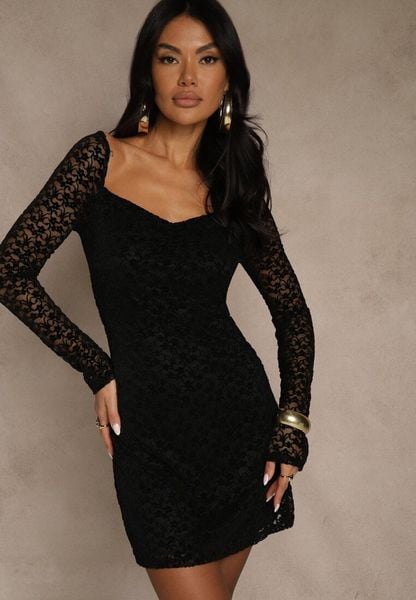 Czarna Dopasowana Sukienka z Koronki z Kwadratowym Dekoltem Uwedia. Czarne sukienki damskie Renee, na imprezę, l, bez wzorów, z koronki, bez kołnierzyka, bez ramiączek, maxi, dopasowane. Za 139.99 zł.