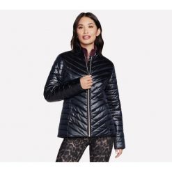 Kurtka Damska Skechers. Czarne kurtki damskie Skechers, bez wzorów, bez kaptura. Za 241.99 zł.
