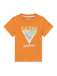 Guess T-Shirt N6GI10 K8HM4 Pomarańczowy Regular Fit. Brązowe t-shirty chłopięce Guess, z aplikacjami, z bawełny, bez ramiączek. Za 84.99 zł.