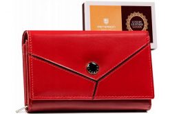 Portfel skórzany Peterson [DH] PTN RD-22-GCL-Y czerwony. Czerwone portfele damskie Peterson, bez wzorów, ze skóry. Za 101.99 zł.