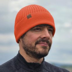 Czapka 100% Wełny Merino Fisherman Orange. Brązowe czapki męskie WOOLONA, bez wzorów, z wełny, sportowe. W wyprzedaży za 93.60 zł.