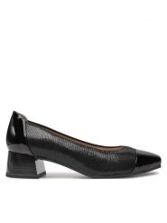 Caprice Czółenka 9-22306-43 Czarny. Czarne czółenka damskie Caprice, bez wzorów, ze skóry, bez obcasa. Za 188.99 zł.