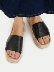 Calvin Klein Klapki Flatf Espa Mule Lth Mg HW0HW03027 Czarny. Czarne klapki damskie CALVIN KLEIN, bez wzorów, ze skóry, bez obcasa. Za 258.99 zł.