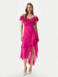 Morgan Sukienka koktajlowa 251-RJOLIE Różowy Regular Fit. Czerwone sukienki damskie Morgan, bez wzorów, z syntetyku, wizytowe, bez kołnierzyka, bez ramiączek. Za 399.99 zł.