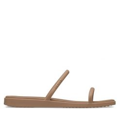 Klapki Crocs. Brązowe klapki damskie Crocs, bez wzorów, bez obcasa. Za 179.99 zł.