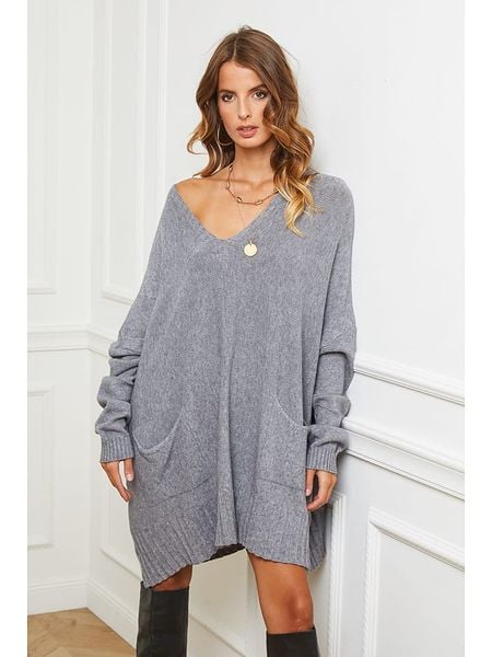 Joséfine Sukienka dzianinowa "Farjo" w kolorze szarym rozmiar: L. Szare sukienki damskie Joséfine, l, bez wzorów, z dzianiny, bez kołnierzyka, bez ramiączek, mini. Za 203.45 zł.