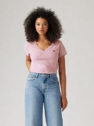 Levi's Koszulka w kolorze jasnoróżowym rozmiar: M. Różowe bluzki damskie Levi's, m, bez wzorów, z bawełny, bez kołnierzyka, bez ramiączek. Za 74.63 zł.