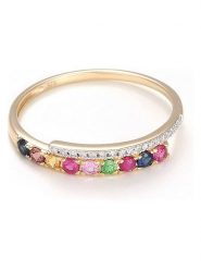 ATELIER DU DIAMANT Złoty pierścionek z diamentami i kamieniami szlachetnymi rozmiar: 58. Żółte pierścionki damskie ATELIER DU DIAMANT, z diamentem, złote. Za 1,130.99 zł.