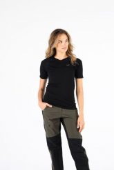 Koszulka turystyczna damska Woolona Elma Merino. Czarne t-shirty damskie WOOLONA, m, bez wzorów, z materiału, bez kołnierzyka. Za 261.00 zł.