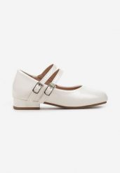 Białe Eleganckie Balerinki z Dwoma Paseczkami z Klamerkami Benelora. Białe sukienki niemowlęce Renee, bez wzorów, z jeansu, bez ramiączek. Za 69.99 zł.