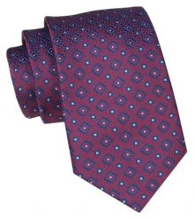 Klasyczny Krawat Męski - ALTIES - Bordowy, Geometryczny Wzór. Czerwone krawaty i muchy męskie Alties, bez wzorów, z tkaniny, eleganckie. Za 49.00 zł.