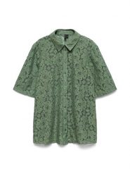 Vero Moda Bluzka w kolorze zielonym rozmiar: XS. Zielone bluzki damskie Vero Moda, xs, bez wzorów, z koronki, bez kołnierzyka, bez ramiączek. Za 79.03 zł.