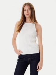 Tommy Hilfiger Top WW0WW45706 Écru Slim Fit. Topy damskie Tommy Hilfiger, l, bez wzorów, z bawełny, bez kołnierzyka. Za 339.99 zł.