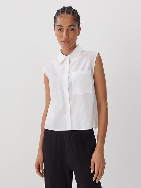 Someday Bluzka w kolorze białym rozmiar: 42. Białe bluzki damskie Someday, bez wzorów, z bawełny, bez kołnierzyka, bez ramiączek. Za 113.36 zł.