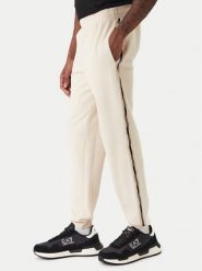 EA7 Emporio Armani Spodnie dresowe 7M001482 AF12660 U1088 Beżowy Regular Fit. Brązowe spodnie dresowe męskie EA7 Emporio Armani, bez wzorów, z bawełny. Za 509.99 zł.