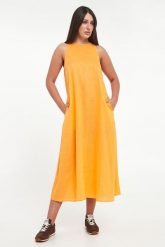 Sukienka lniana Ukara ECOALF. Sukienki damskie Ecoalf, m, bez wzorów, bez kołnierzyka, bez ramiączek. Za 749.00 zł.