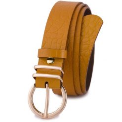 Pasek skórzany BELTIMORE r.95-110 cm E57 musztardowy. Żółte paski damskie bez wzorów. Za 46.19 zł.