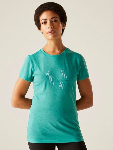 Regatta Koszulka funkcyjna "Escade" w kolorze turkusowym rozmiar: 36. Niebieskie bluzki sportowe damskie Regatta, bez wzorów, z materiału, bez ramiączek. Za 126.45 zł.