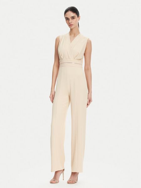 Rinascimento Kombinezon CFC0123490003 Beżowy Regular Fit. Brązowe kombinezony damskie RINASCIMENTO, xl, bez wzorów, z syntetyku, bez kołnierzyka, bez ramiączek. Za 309.99 zł.