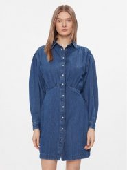 Pepe Jeans Sukienka jeansowa Julie PL953449 Niebieski Slim Fit. Niebieskie sukienki damskie Pepe Jeans, xxs, bez wzorów, z bawełny, bez kołnierzyka, bez ramiączek, koszulowe. Za 279.99 zł.