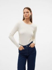 Vero Moda Bluzka w kolorze kremowym rozmiar: XL. Białe bluzki damskie Vero Moda, xl, bez wzorów, bez kołnierzyka, bez ramiączek. Za 43.99 zł.