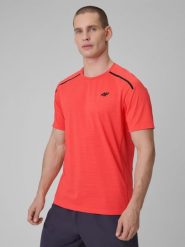4F Koszulka treningowa regular szybkoschnąca męska - czerwona XL. Czerwone t-shirty sportowe męskie 4f, m, z materiału, bez ramiączek, na fitness i siłownię. Za 129.99 zł.