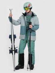 4F Spodnie narciarskie z szelkami membrana Dermizax 20000 męskie - oliwkowe XL. Brązowe spodnie materiałowe męskie 4f, bez wzorów. Za 999.99 zł.