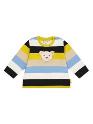 Steiff Bluza w kolorze błękitno-żółto-kremowym rozmiar: 74. Brązowe bluzy i bluzki niemowlęce Steiff, bez wzorów, bez ramiączek, bez kaptura. Za 83.42 zł.