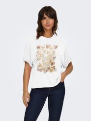 ONLY Koszulka w kolorze białym rozmiar: L. Białe bluzki damskie Only, l, bez wzorów, bez kołnierzyka. Za 82.99 zł.