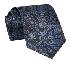Męski Krawat - ALTIES - Klasyczny - Stalowy z Motywem Orientalnym. Szare krawaty i muchy męskie Alties, bez wzorów, z tkaniny, eleganckie. Za 49.00 zł.