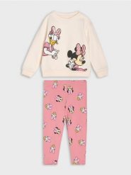 Komplet: bluza i legginsy Minnie Mouse - kremowy. Białe bluzy i bluzki niemowlęce Sinsay, bez wzorów, bez ramiączek, bez kaptura. Za 29.99 zł.