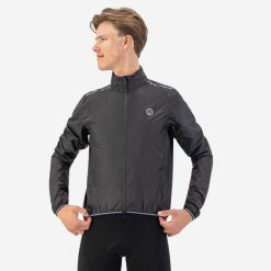Kurtka rowerowa męska Rogelli Essential. Czarne kurtki treningowe męskie Rogelli, m, bez wzorów, z poliesteru, do biegania. Za 329.00 zł.